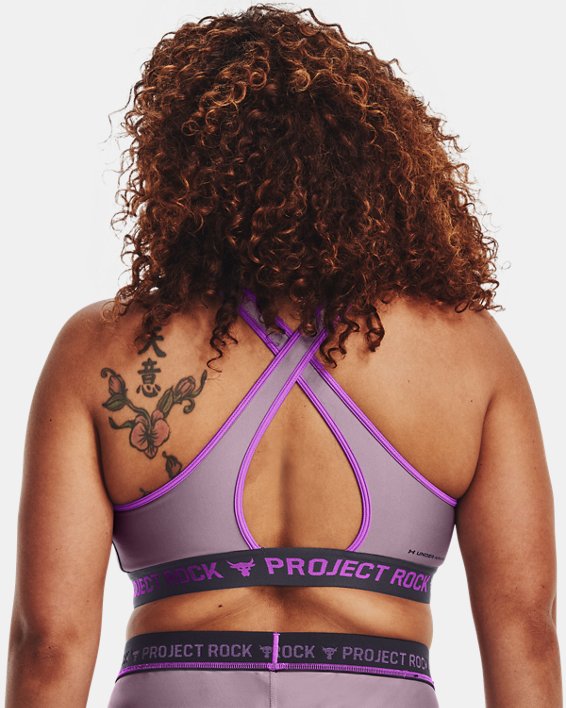 Women's Project Rock Crossback Disrupt Sports Bra, Purple, pdpMainDesktop image number 7